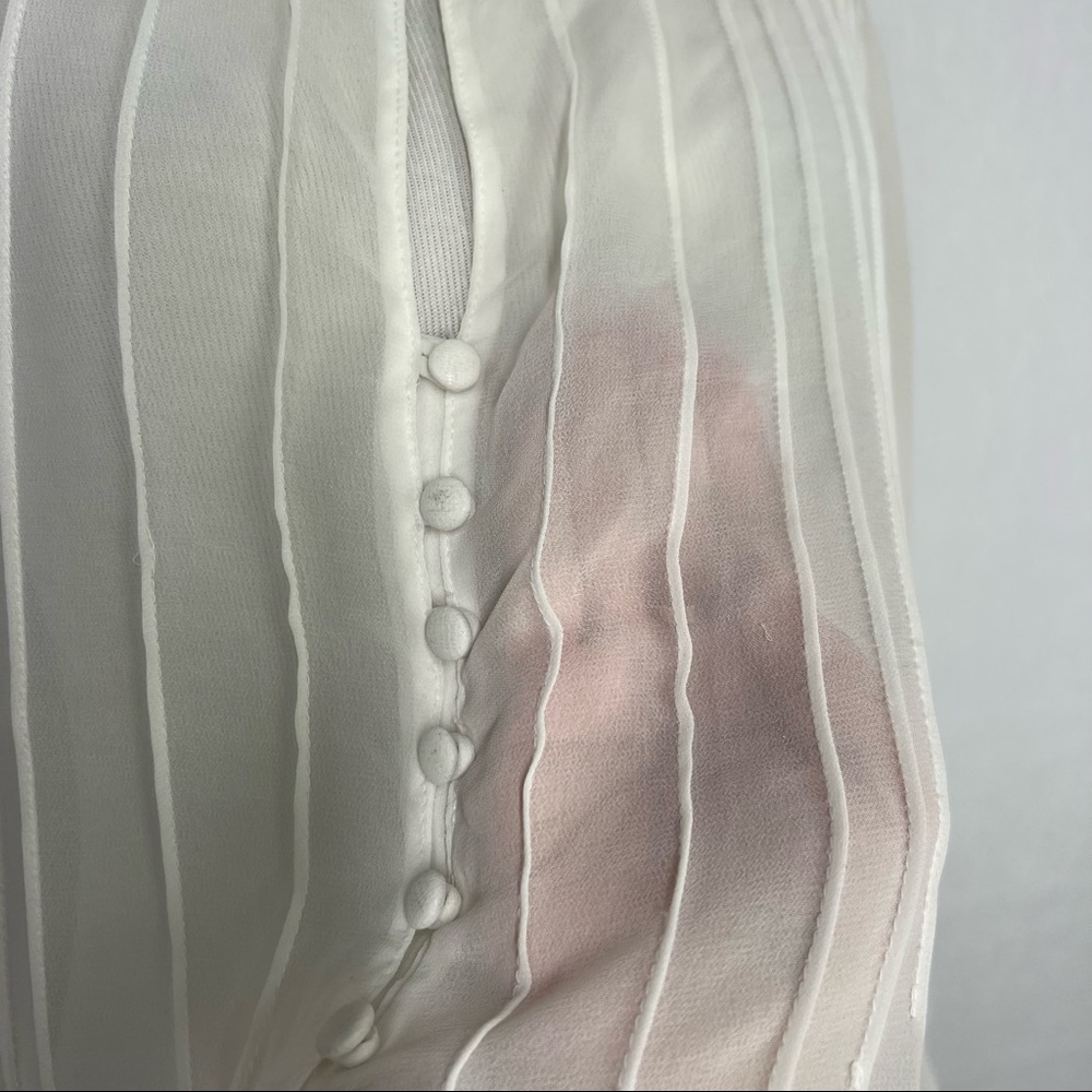 St. John Evening White Size Small Women’s Sheer 3/4 Sleeve Chiffon Top - Picture 4 of 7